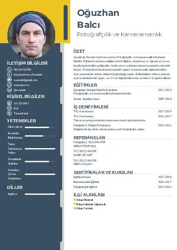 Muhabir ve Kameraman Cv Örnekleri cv indir